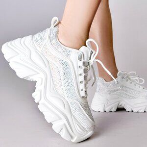Women's White Sparkling Sneakers